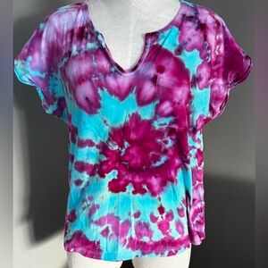 Architect Tie-Dye Short Sleeve Top - Purple and Blue
